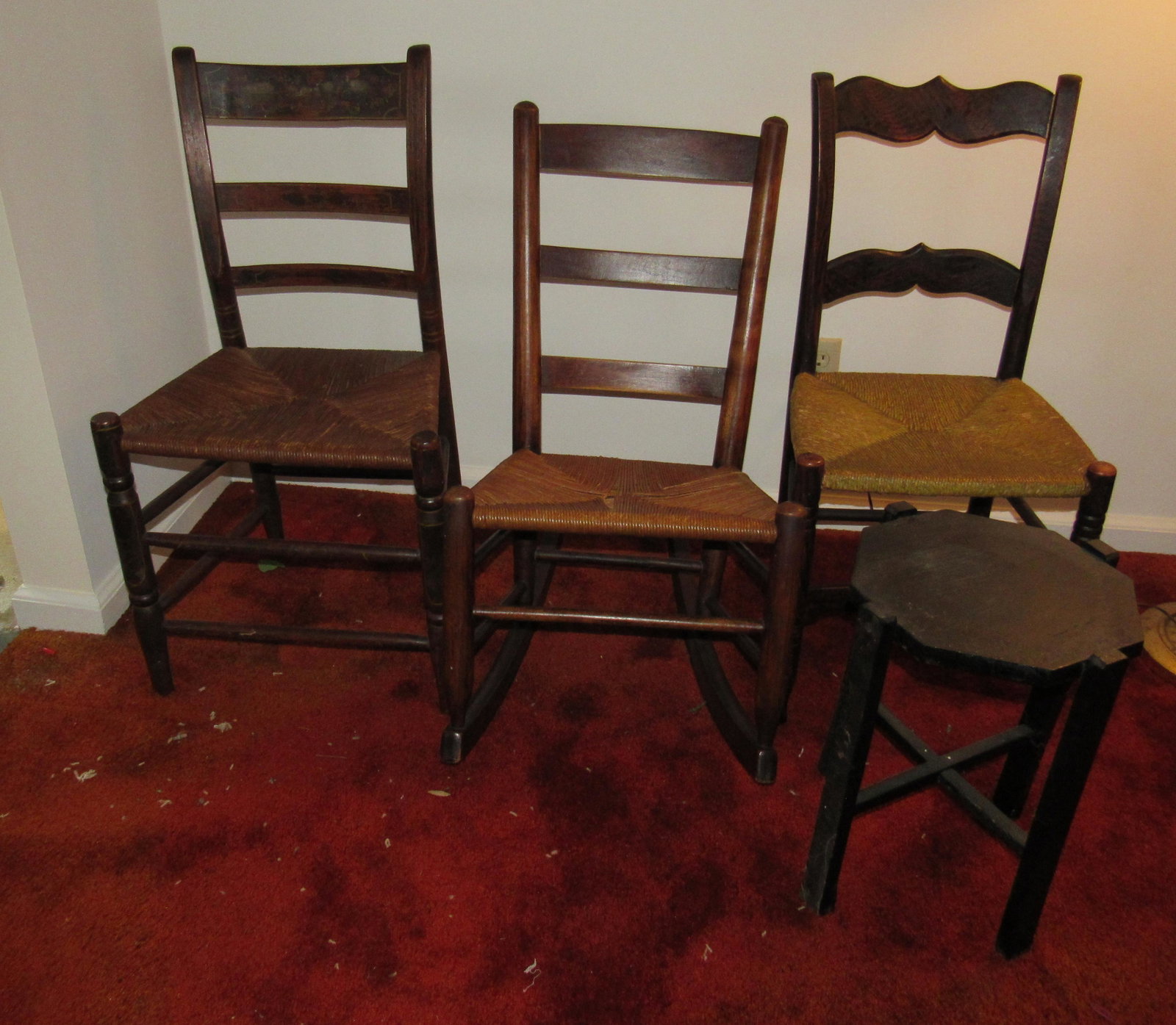 Paint Decorated Chairs Rocker & Plant Stand: Also inludes floor lamp. Take what you want and leave the rest