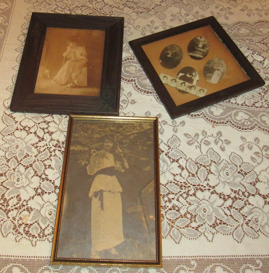 Picture Frames 1 Carved with Spinning Wheel: Frame with spinning wheel is approx 9" x 11" .