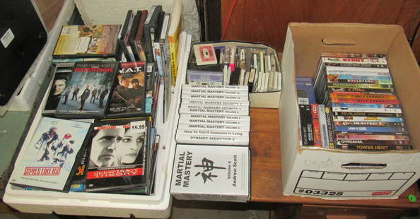 Boxes of DVD's & Cassette Tapes: Getting all pictured. Must take all