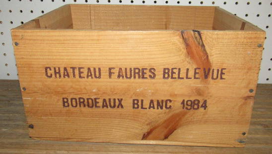 Chateau Faures Bellevue Wooden Crate: Approx 10 1/2" x 13" x 7" tall