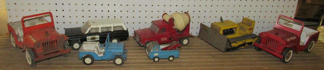 Tonka Life Guard Police Jeeps Cement Truck Bulldozer: Life Guard jeeps are approx 10" long