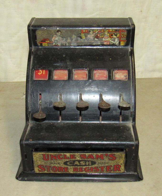 Uncle Sams Store Cash Register Bank: Apprx 4 3/4" tall