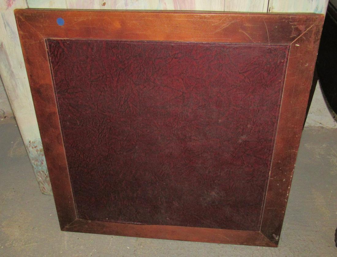 Wooden Folding Table with Leather Top: Approx 29 1/2" square
