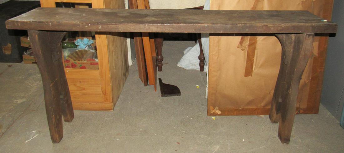 Antique Butchers Bench: Approx 13" x 63" x 30" tall