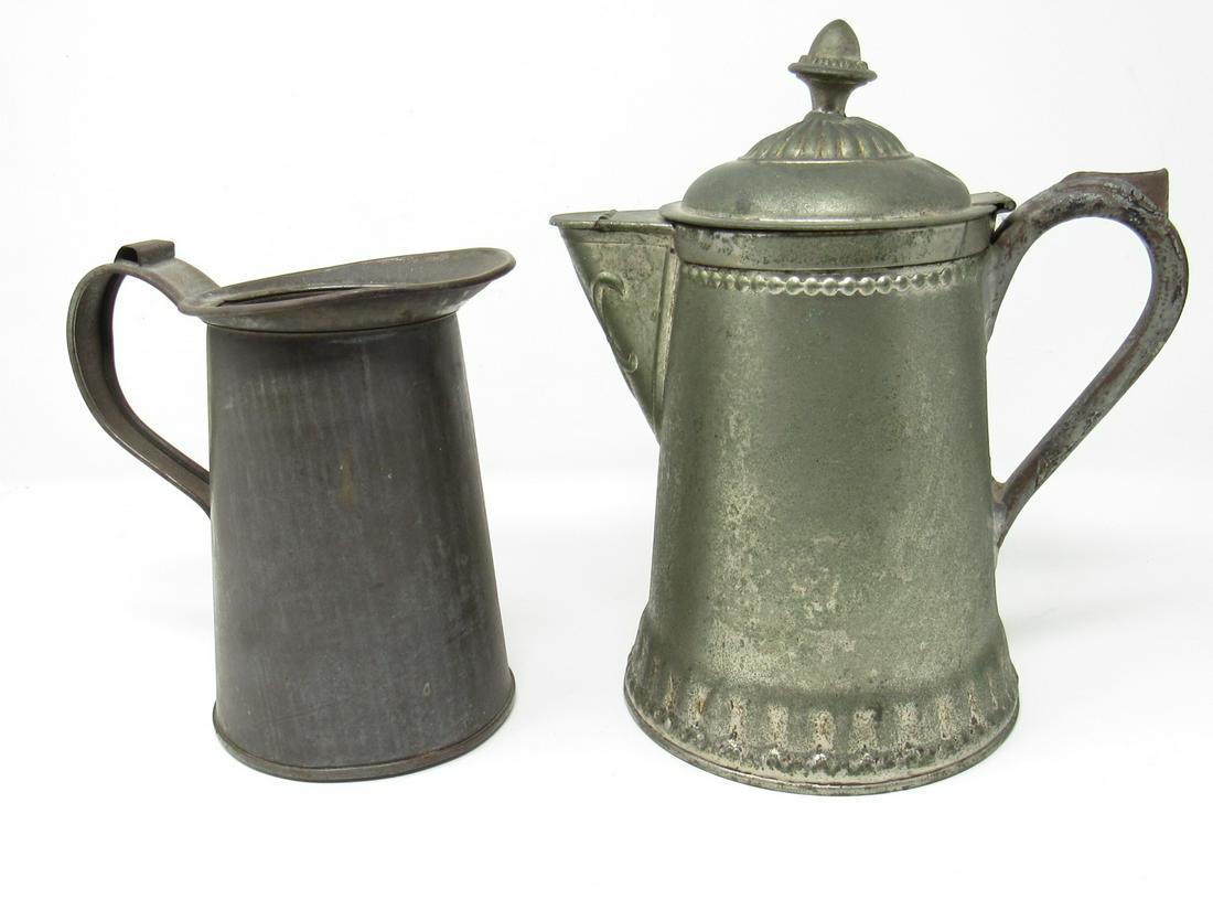 Copper with Tin Coating Tea Pot & Kreamer Can: Tea Pot is approx 9 1/2" tall