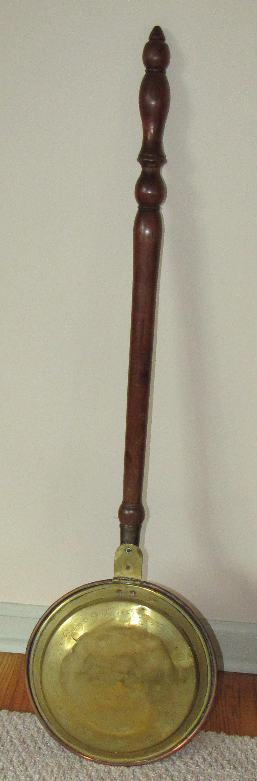 Brass and Copper Bed Warmer: Approx 11 3/4" in diameter and 42" long