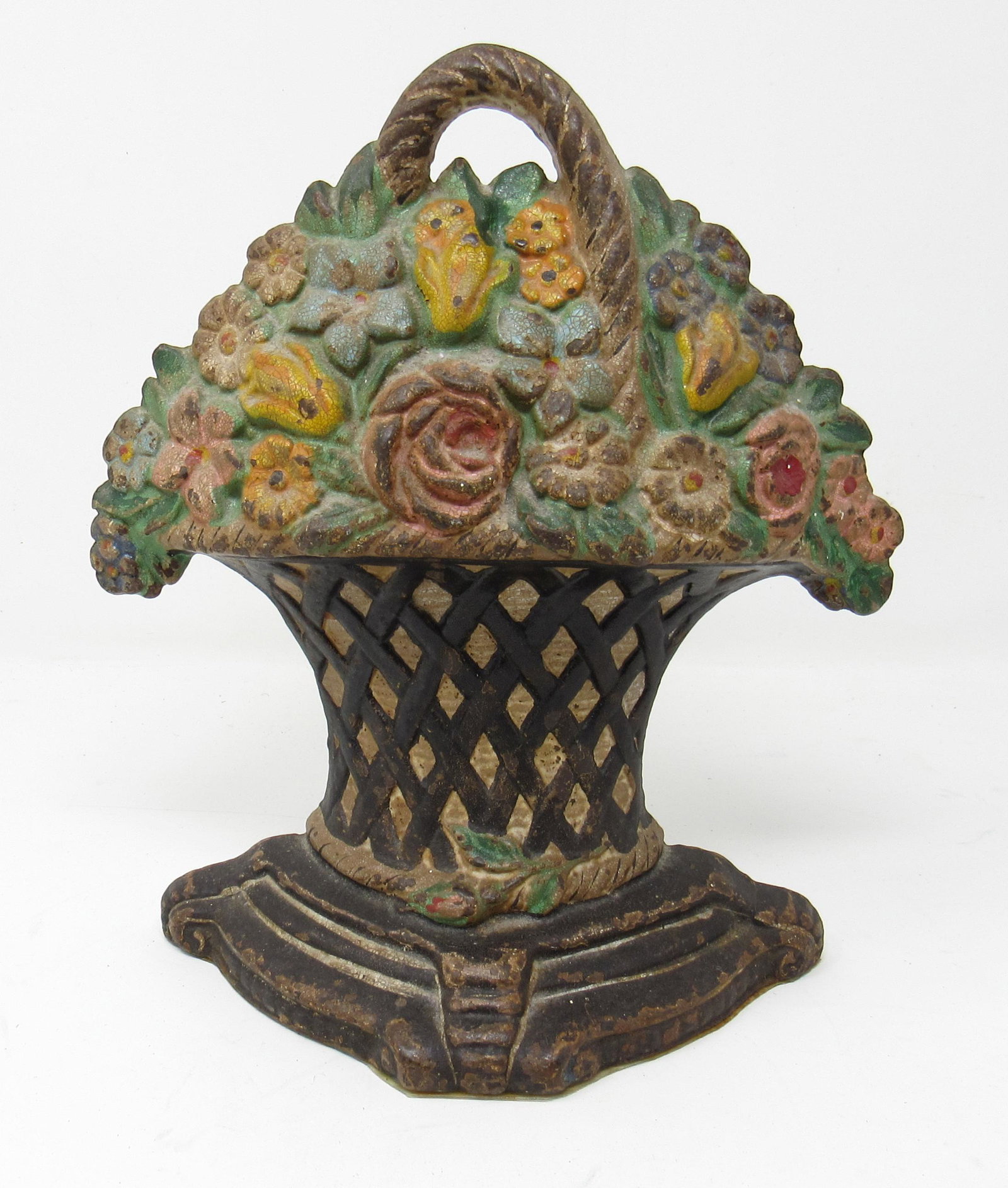 Antique Cast Iron Bouquet of Flowers Doorstop: Approx 8" wide and 9" tall