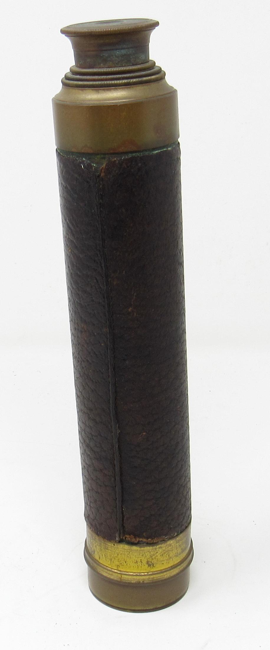 Leather and Brass Telescope: Approx 1 7/8" in diameter and 28 7/8" long.