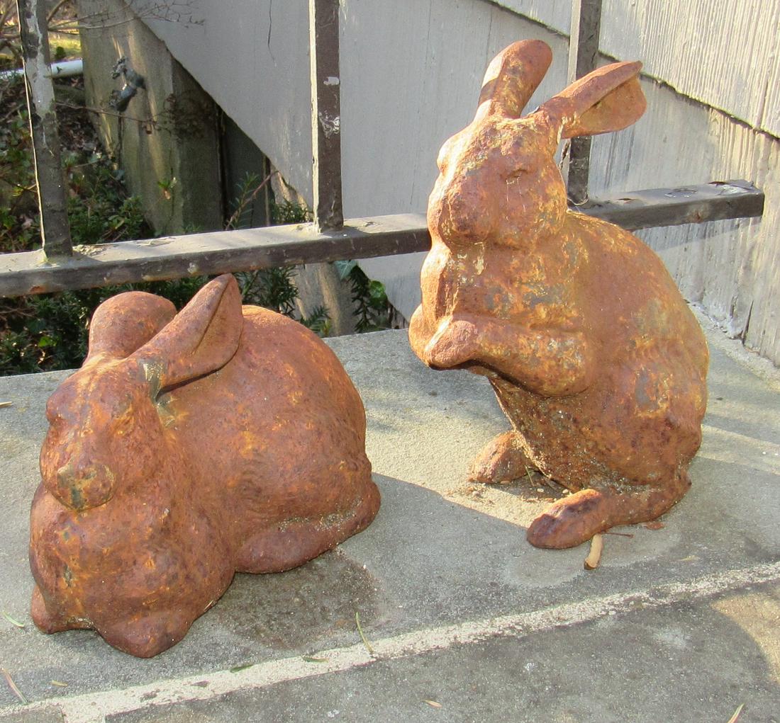 Cast Iron Rabbits: Tallest is approx 8 1/2"