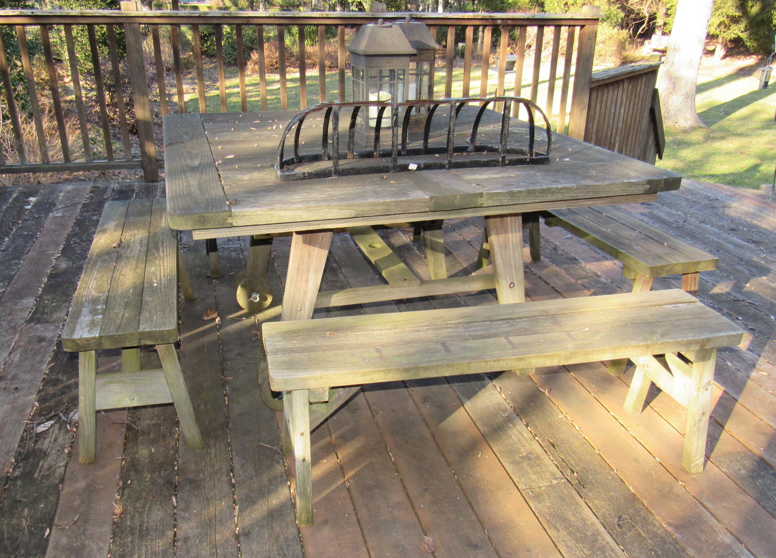 Picnic Table Benches and Misc: Table is approx 52" square