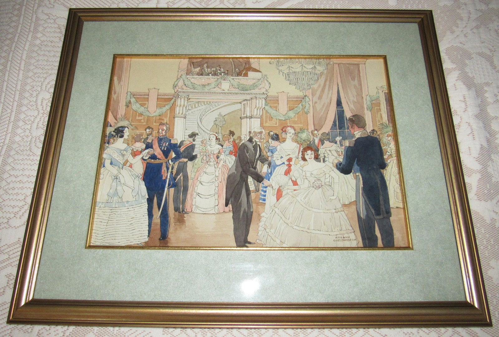 Harold Cressingham Watercolor: Apprx 15 1/2" x 19" . This was used in the Palmer Lotions store for advertising.