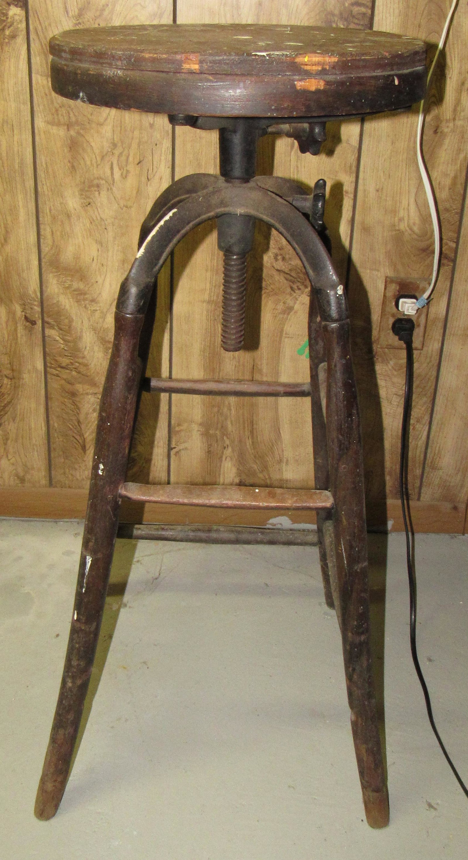 Industrial Stool: As pictured it is approx 31 1/2" tall.