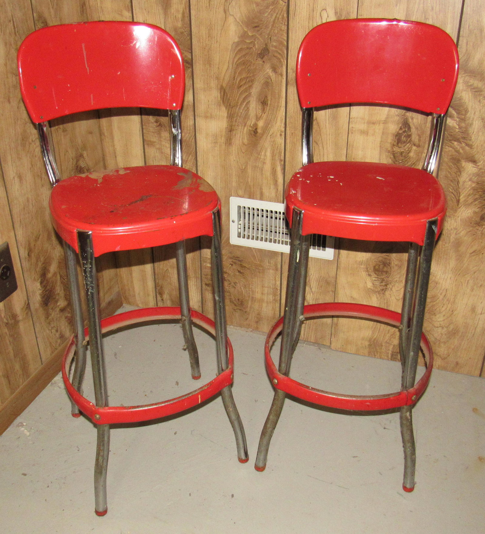 2 Vintage Metal Cosco Stools: Approx 34 1/2" tall