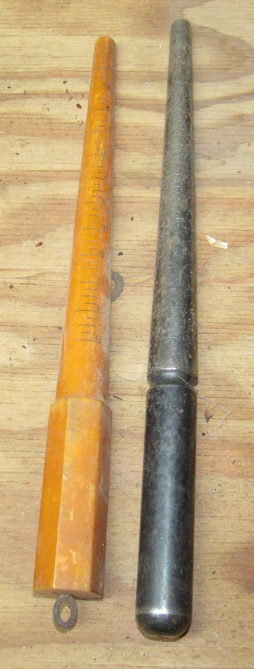 Bakelite and Steel Ring Sizers: Steel one is approx 12 1/2" long
