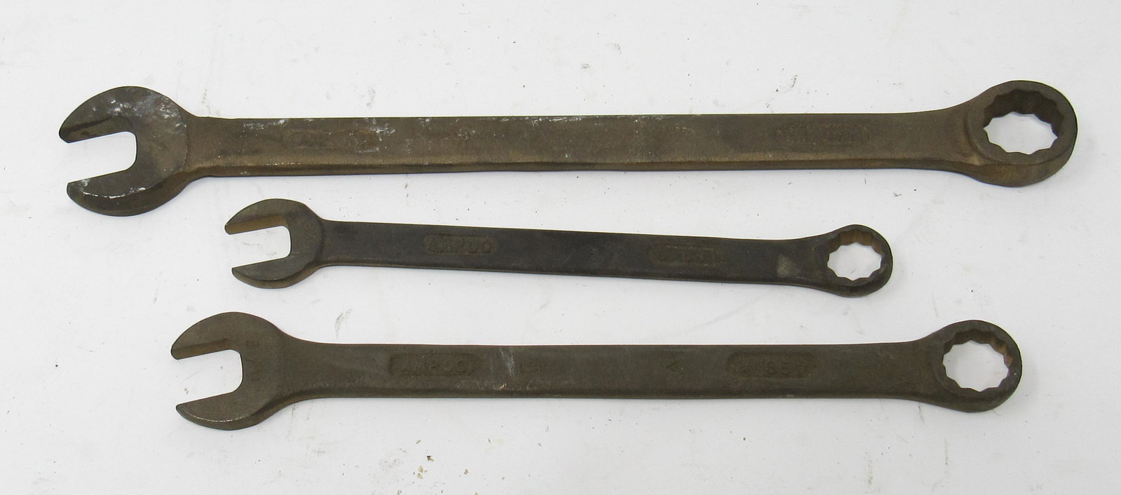 3 Brass Ampco Non Sparking Wrenches: 7/8" , 5/8" , and 11/16"