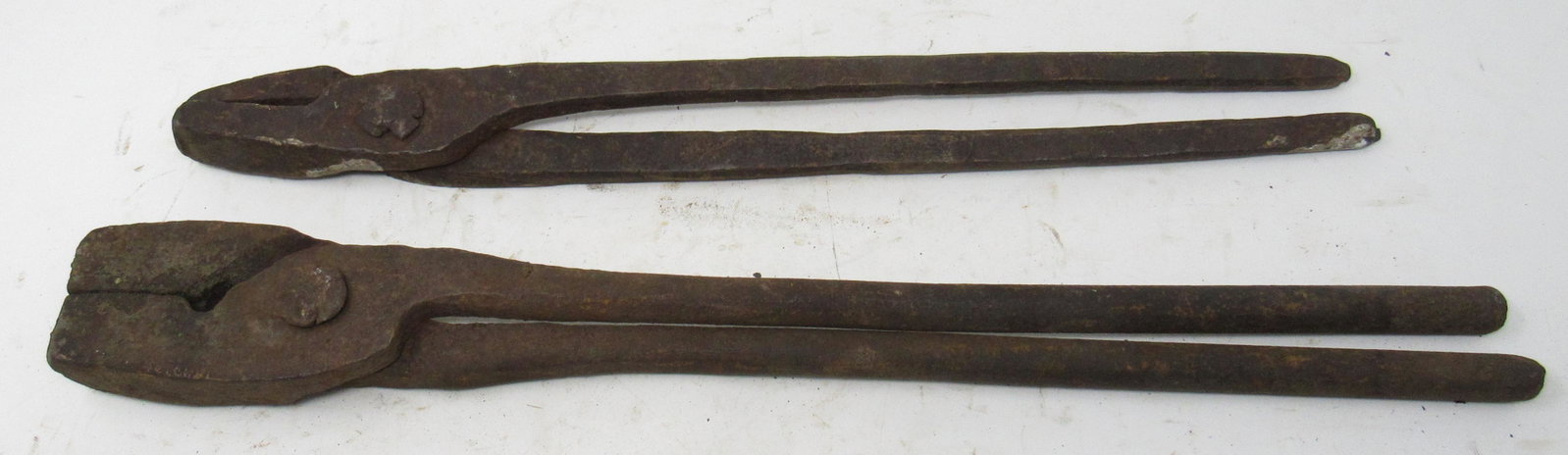 2 Pair of Blacksmith Tongs: Largest is approx 1" x 18 3/4"