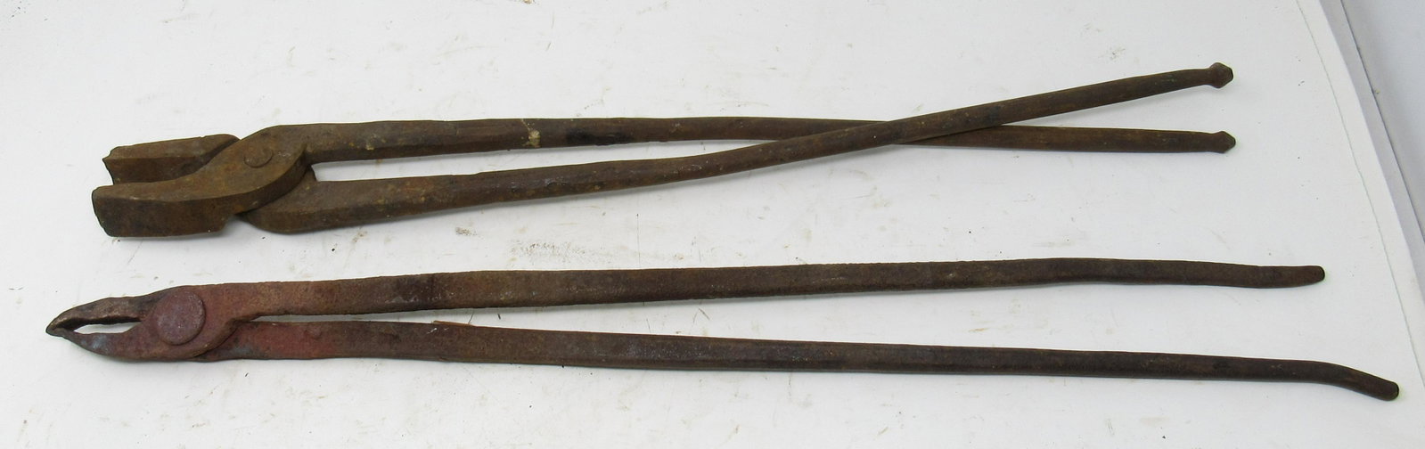 2 Pair of Blacksmith Tongs: Largest is approx 7/8" x 21 1/2"