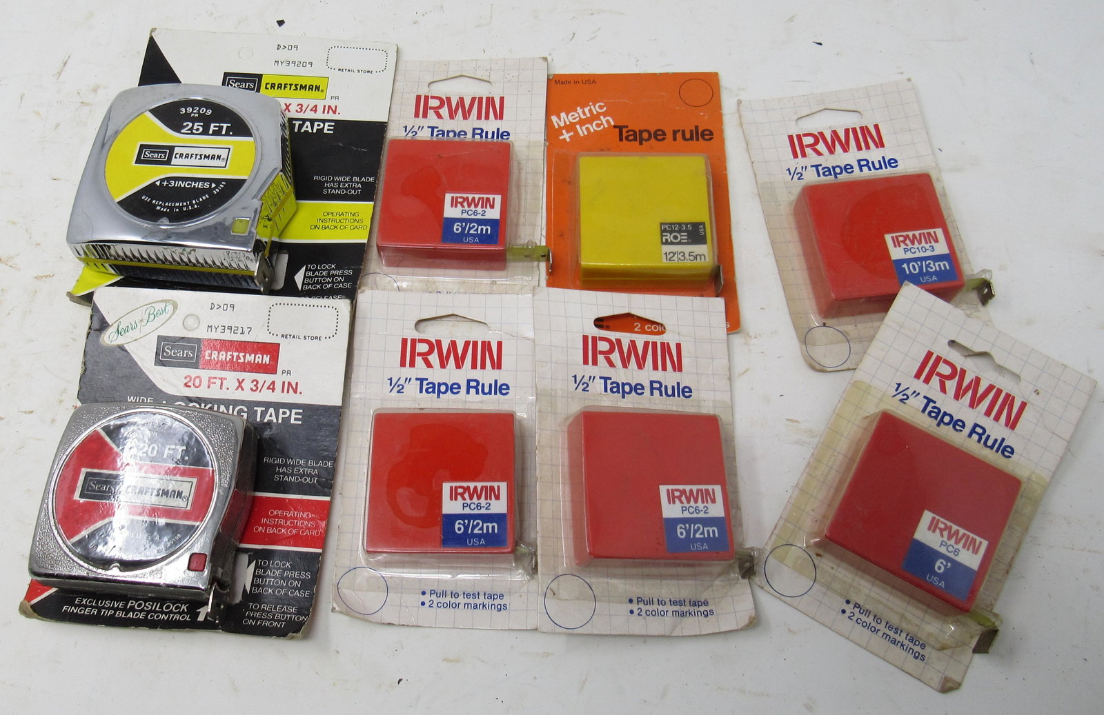 Irwin and Sears Craftsman Tape Measures: New
