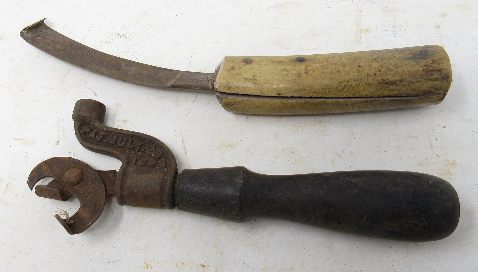 1893 Patent Bottle Opener Bone Handle Scraper: 8 1/2" long