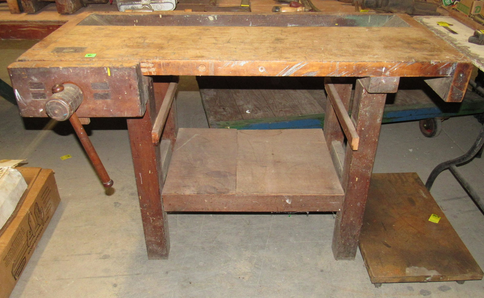 Antique Carpenters Work Bench: Work Bench is Approx 22" x 48" x 31 1/2" tall.