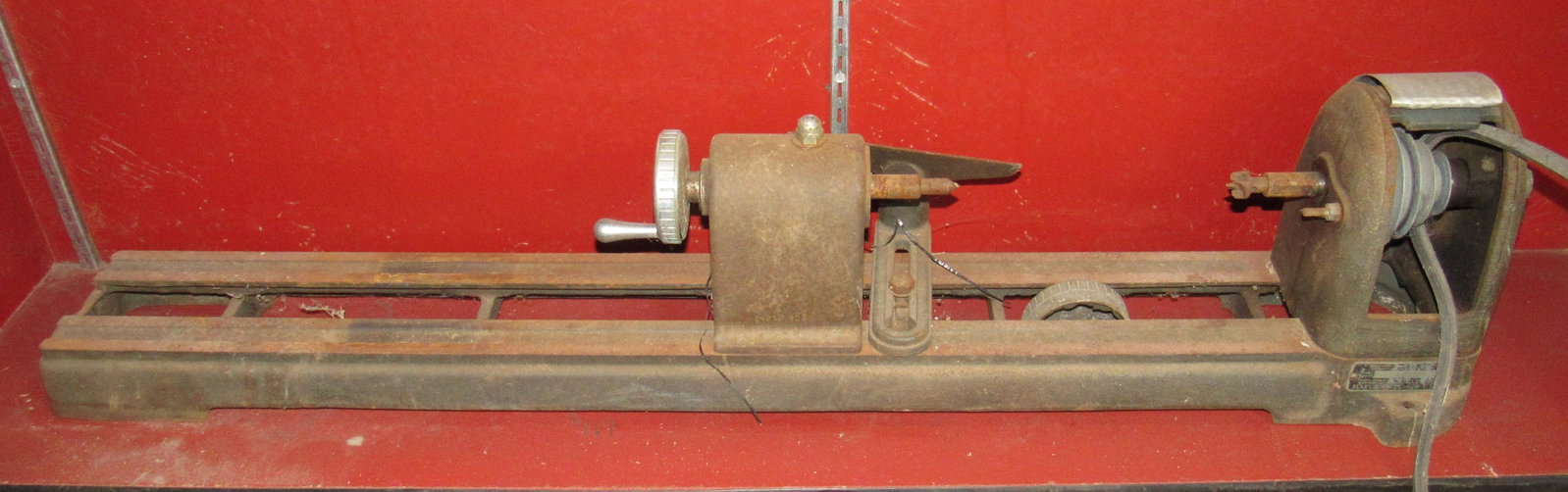 Sears Lathe: Approx 48" total length . Would take approx 29" stock.( approx)