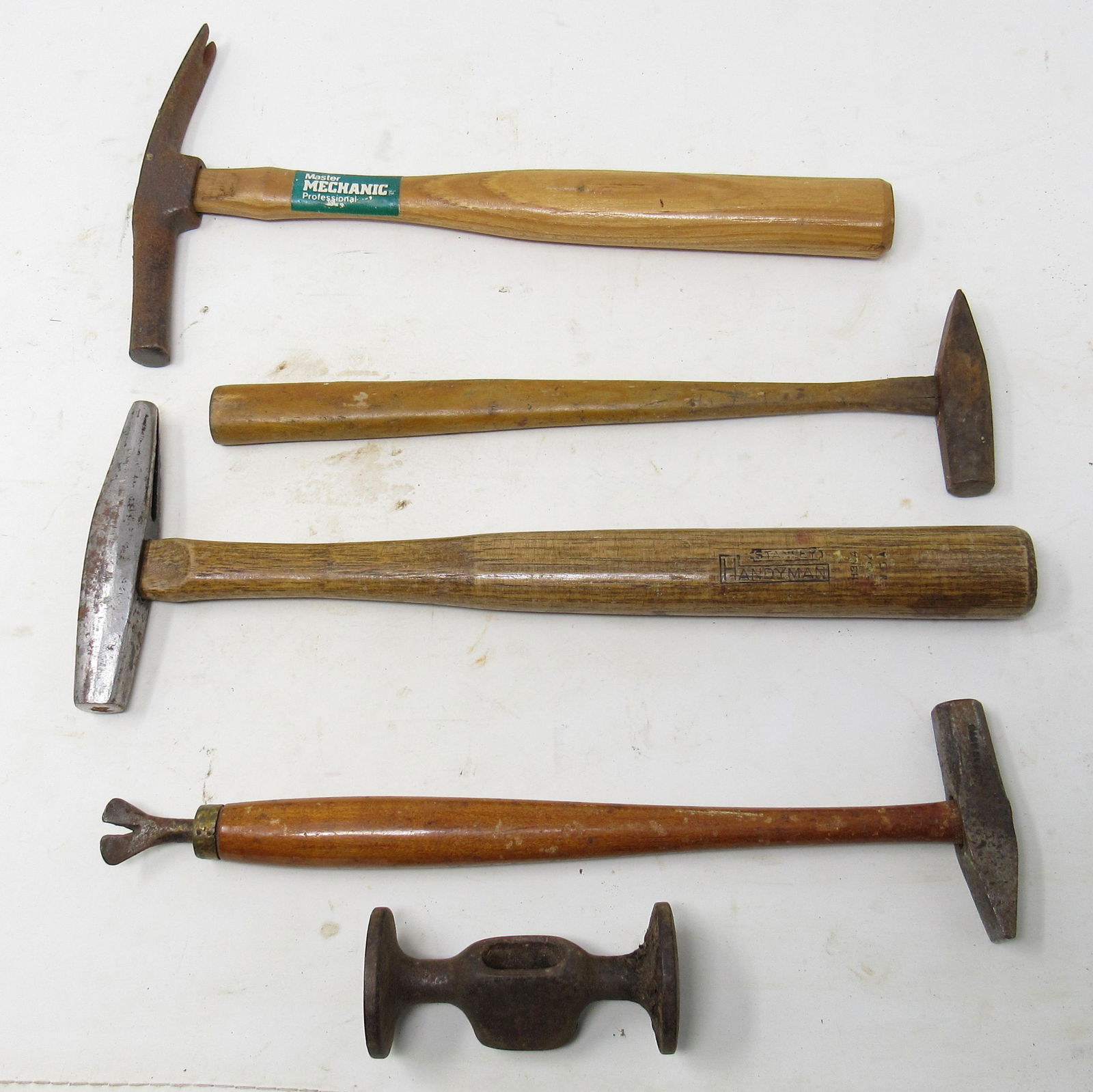 Vintage and Antique Hammers: Longest is approx 11" w/ 1/2" head