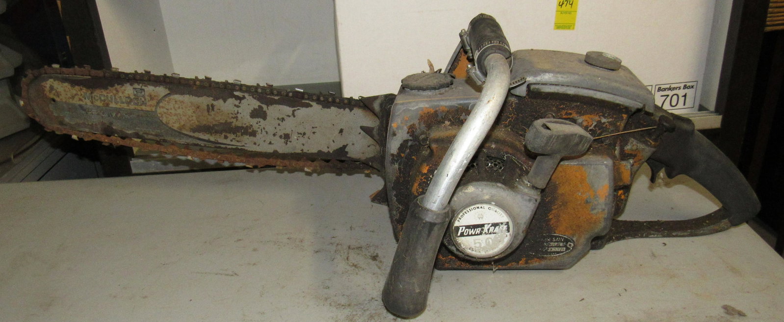 Vintage Powr Kraft Chainsaw: Approx 17" bar