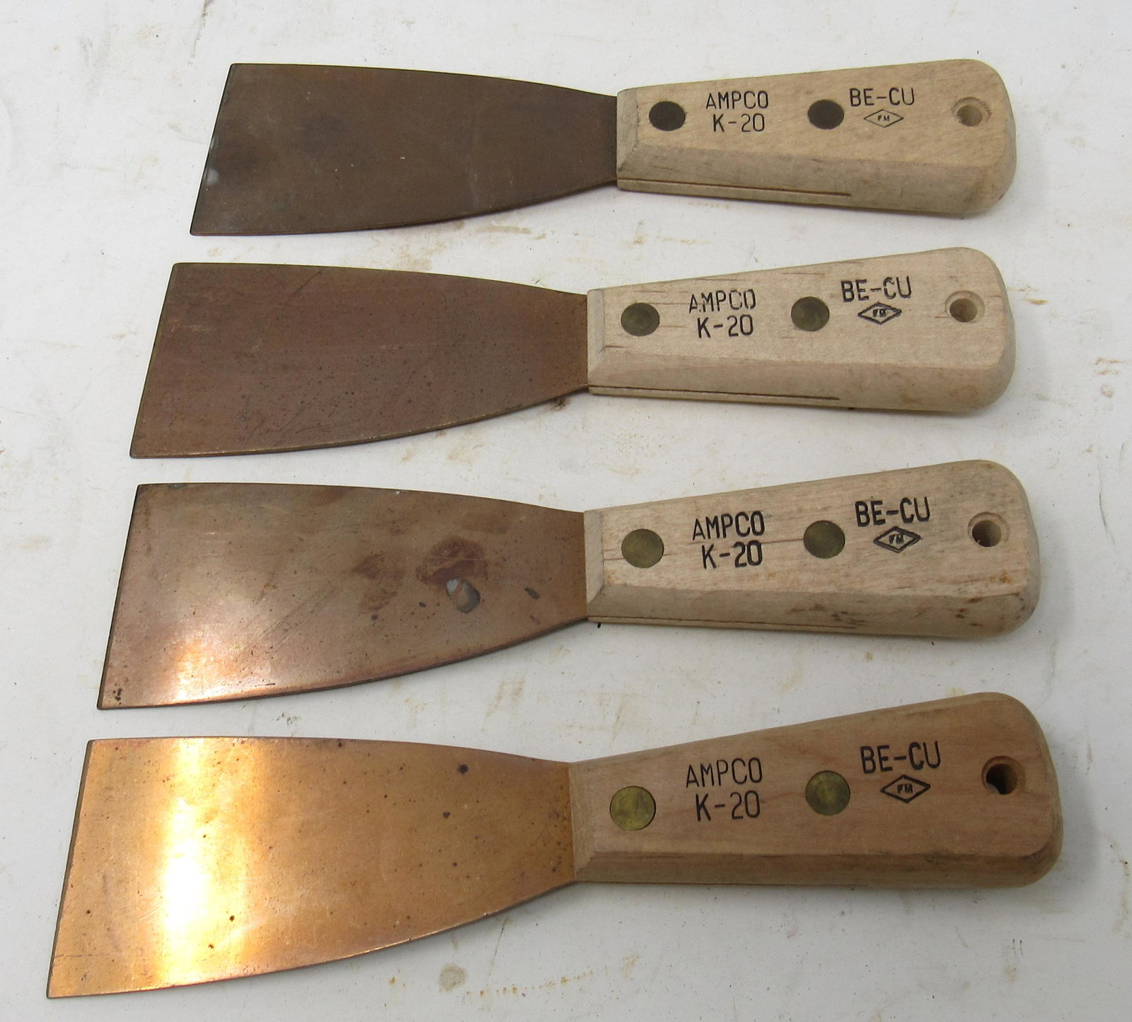 4 Ampco Brass K-20 Scrapers: Approx 2" x 7 7/8" long
