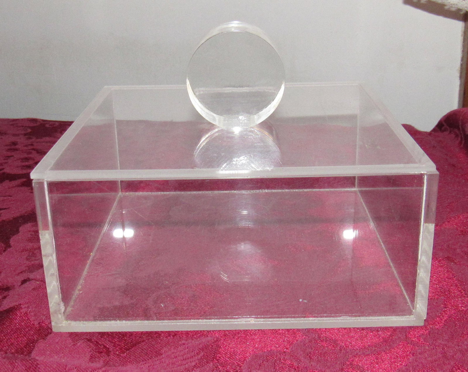 Lucite Napkin Holder / Box: Approx 6" square and 5" tall
