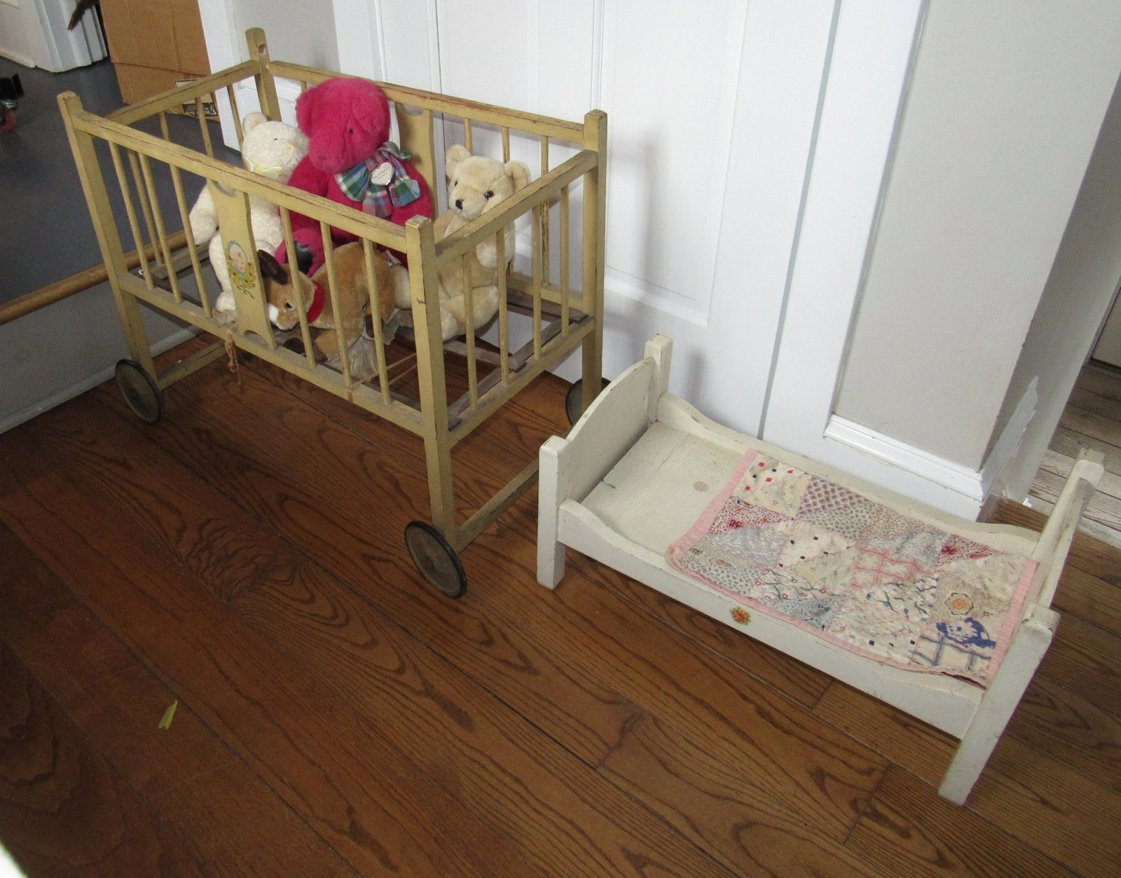 Doll Crib Bed Stuffed Animals: Crib is approx 15" x 26" x 22" tall.