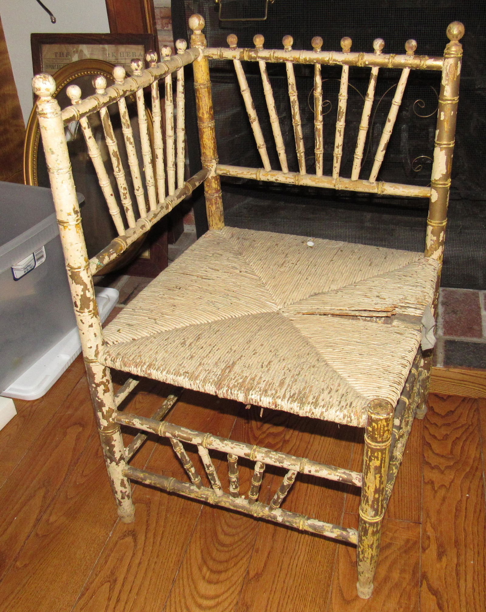 Bamboo Corner Chair: Approx 16 1/2" x 16 1/2" x 28 1/2" tall