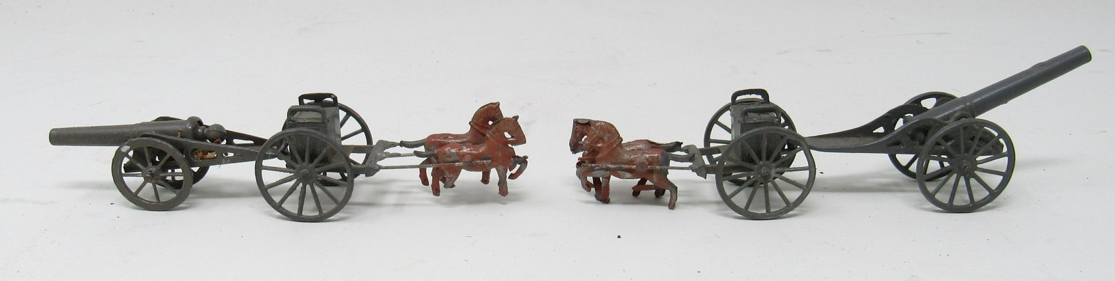 Lead Horse Drawn Cannons Made in France: Approx 6" long