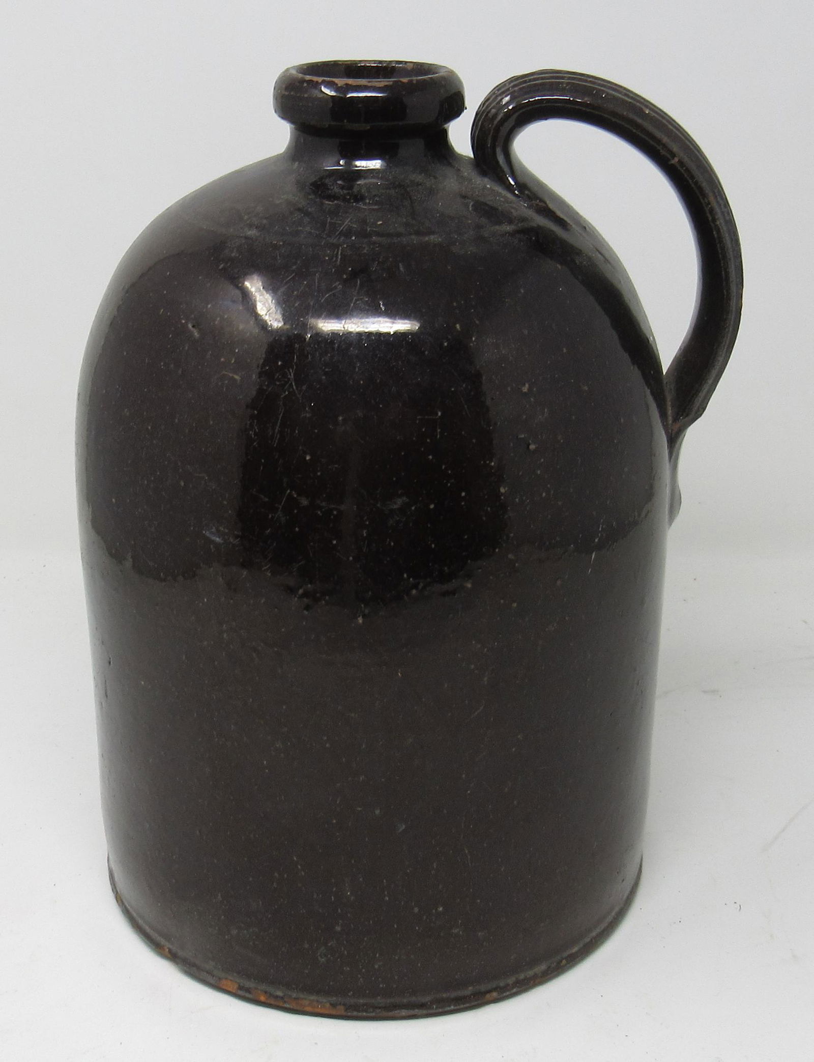 Antique Southern Pottery Redware Jug: Approx 7 1/2" in diameter and 11" tall