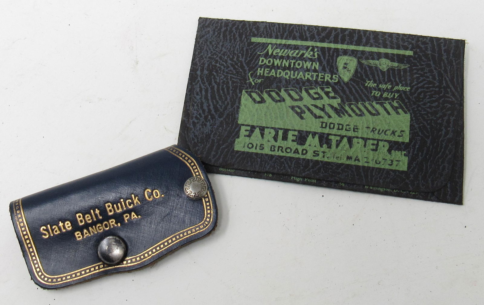 Earle Taber Dodge Plymouth Buick Keychain: Buick Keychain and Newark NJ Card holder ( approx 2 5/8" x 4 1/4" )