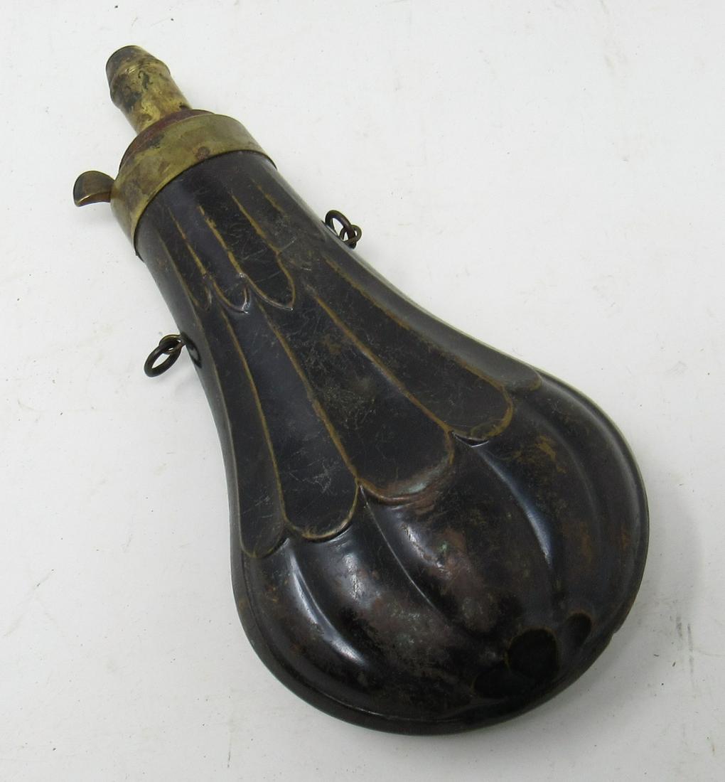 Copper and Brass Powder Flask: Approx 6 3/4" long