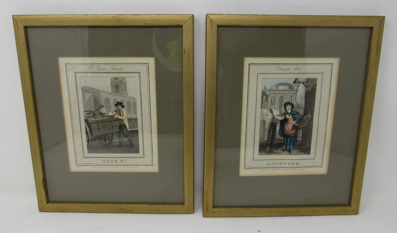 1804 Richard Phillips Colored Lithographs: Sand O and Lavender . Approx 8 1/4" x 10"