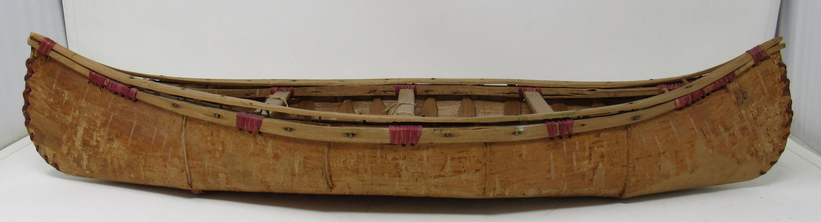 Indian Birch Bark Canoe: Approx 6 1/4" x 24" x 5" tall
