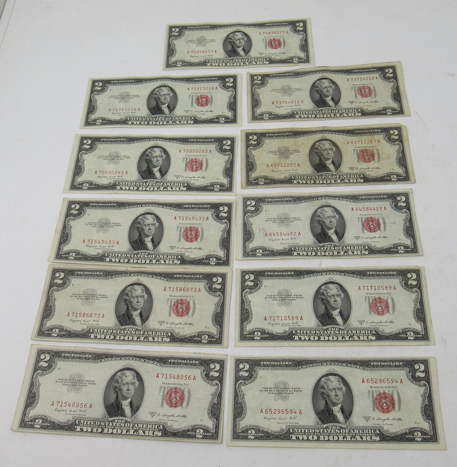 11 Series 1953 B $2 Dollar Bills Red Seal: Getting all 11