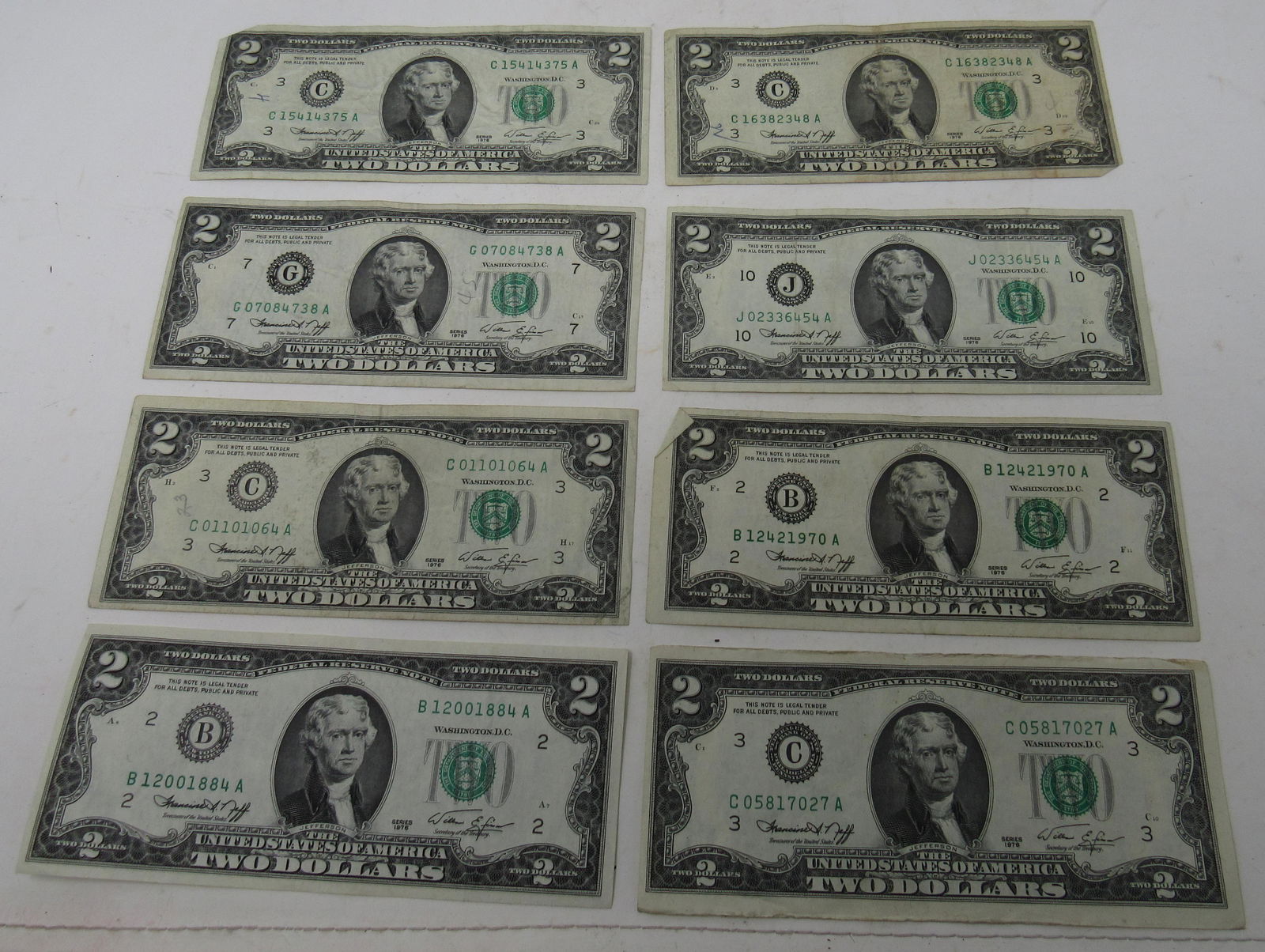 8 1976 Series $2 Dollar Bills: Getting all 8