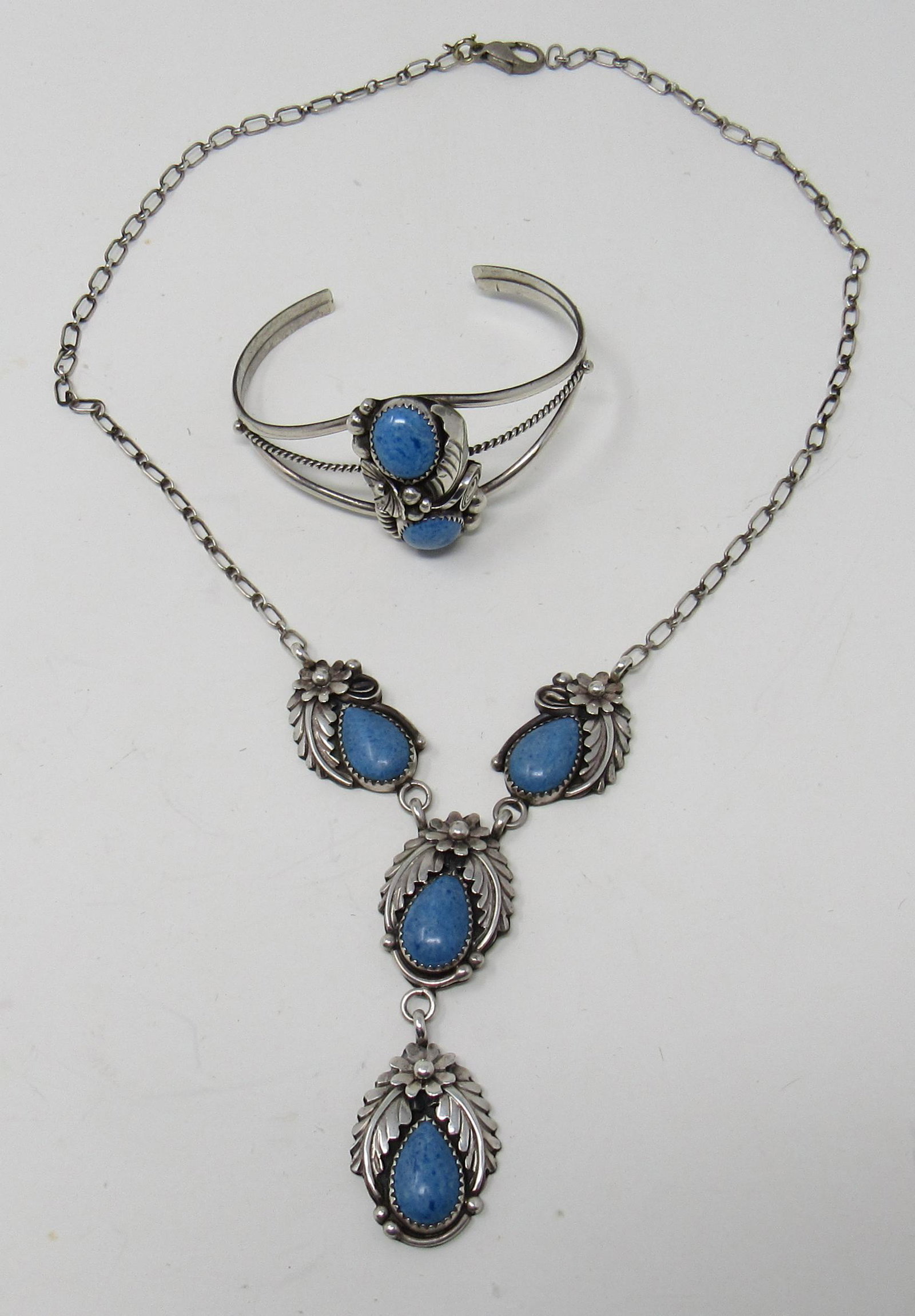Sterling Silver "SL" Necklace and Cuff Bracelet: Bracelet is approx 2 1/8" ( inside at widest point). Necklace is approx 11 1/2" in total length