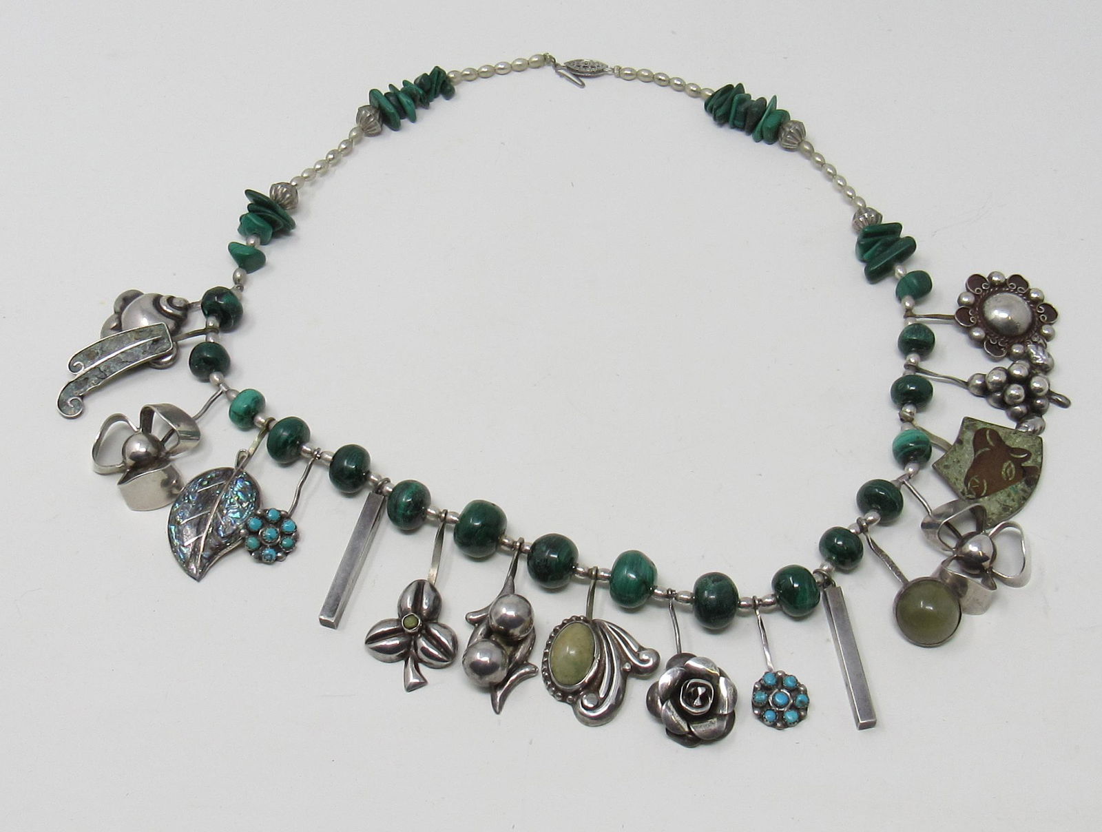 Malachite MOP Torquois Necklace: Total length is approx 21 1/4"