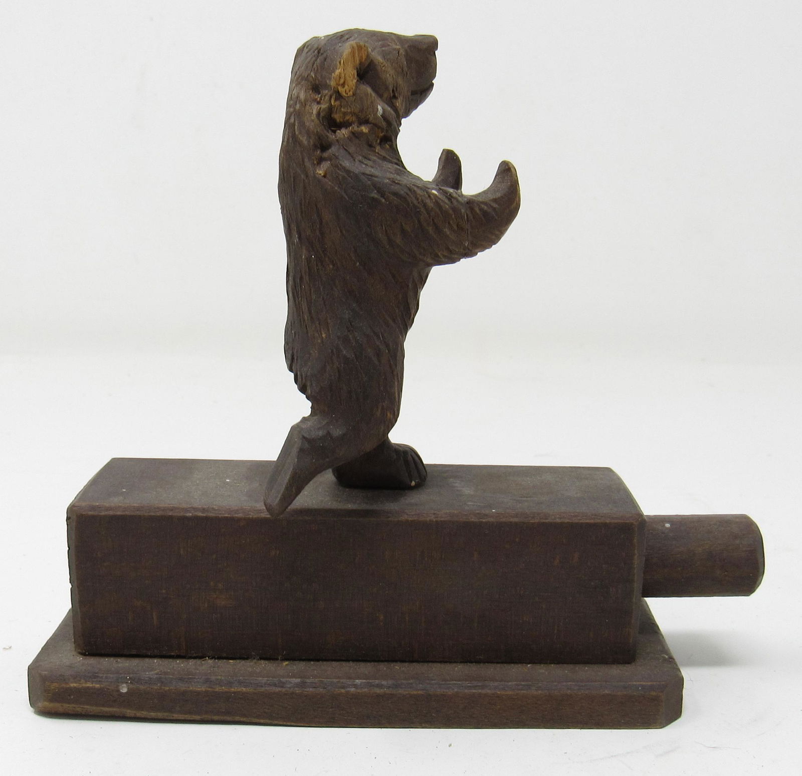 Antique Wooden Bear Toy: Approx 1 1/2" x 4 1/2" x 4" tall.