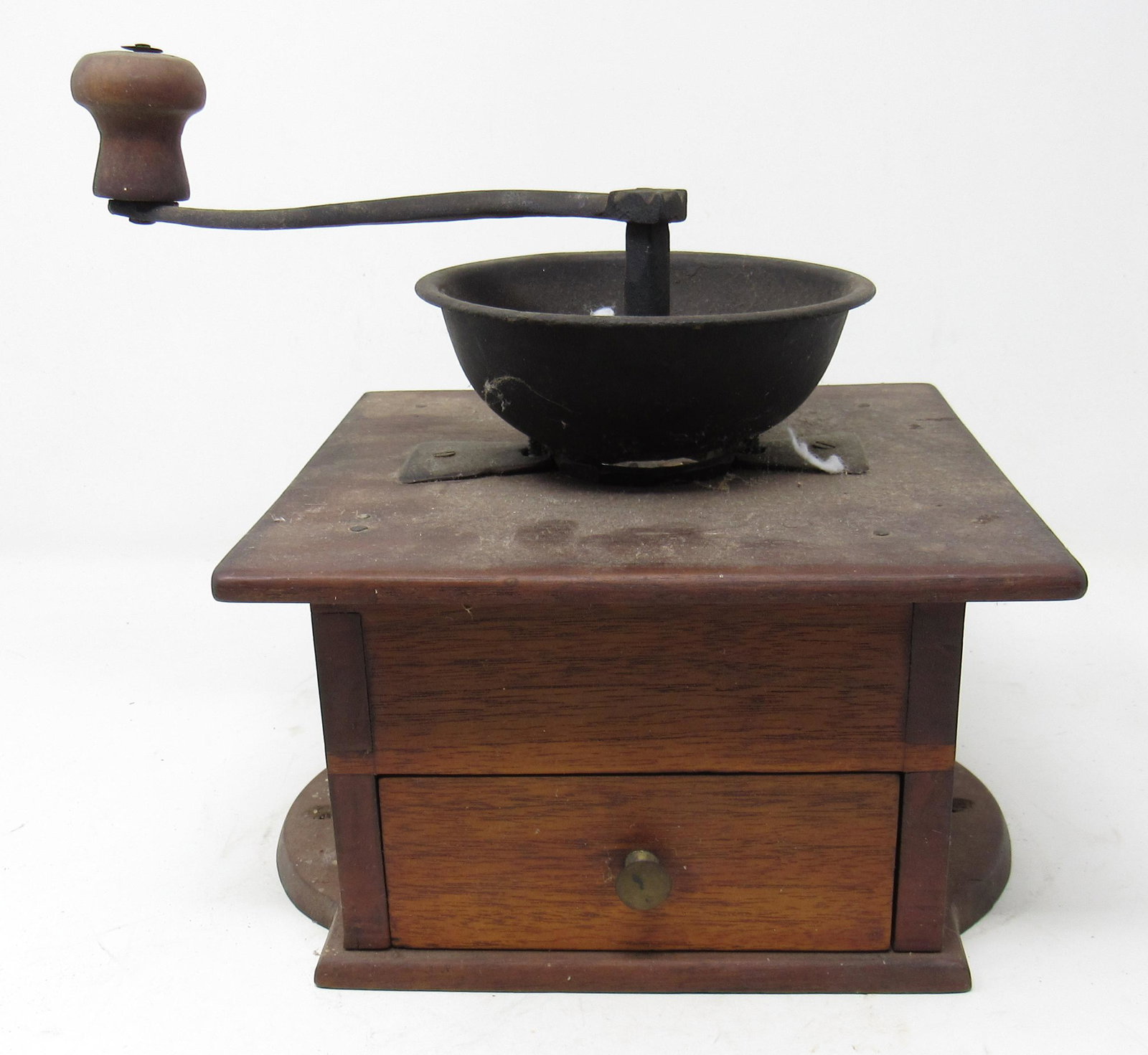 Antique Coffee Grinder: Approx 7 1/4" x 7 1/2" x 9" tall
