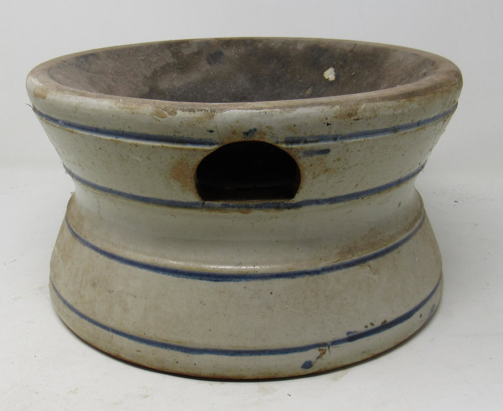 Large Stoneware Spittoon: Approx 11 1/2" in diameter and 6 1/2" tall