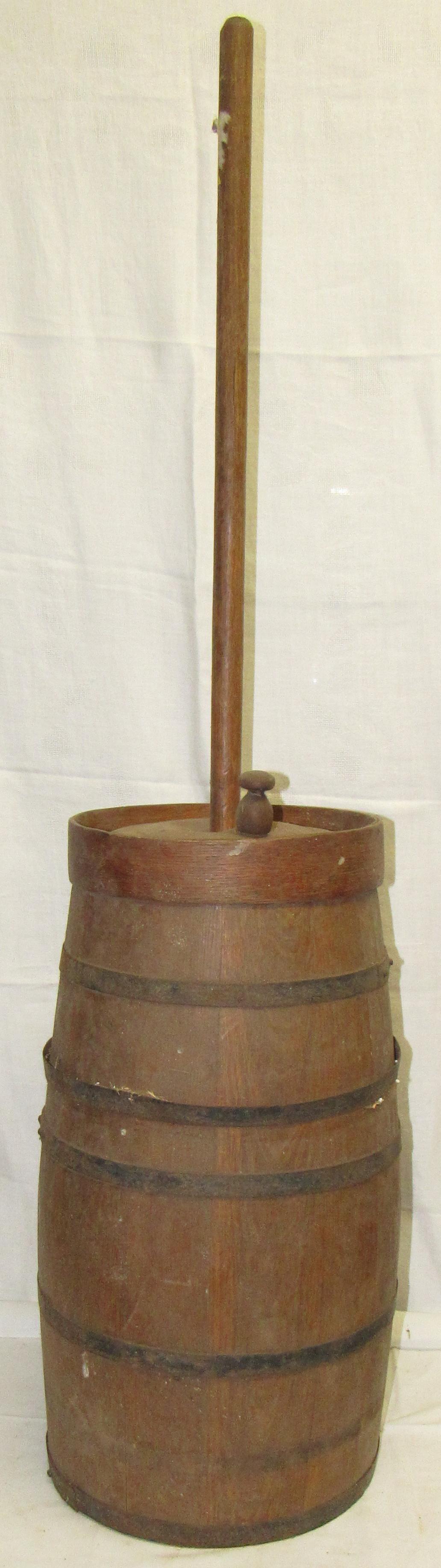 Antique Butter Churn: Approx 11" in diameter and 24" tall ( not including height of handle)