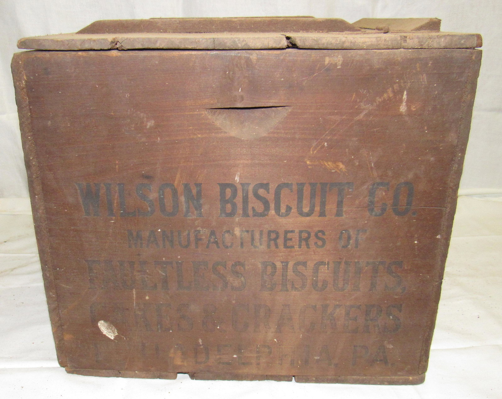 Wooden Wilson Biscuit Box: Approx 14" x 20" x 13 1/2" tall