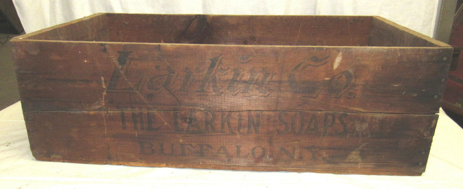 Larkin Soaps Wooden Crate: Approx 17" x 30" x 10" tall