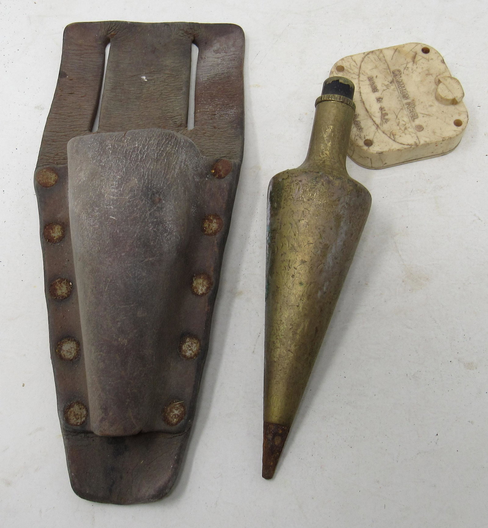 Vintage Plumb Bob & Holster: Approx 6" long
