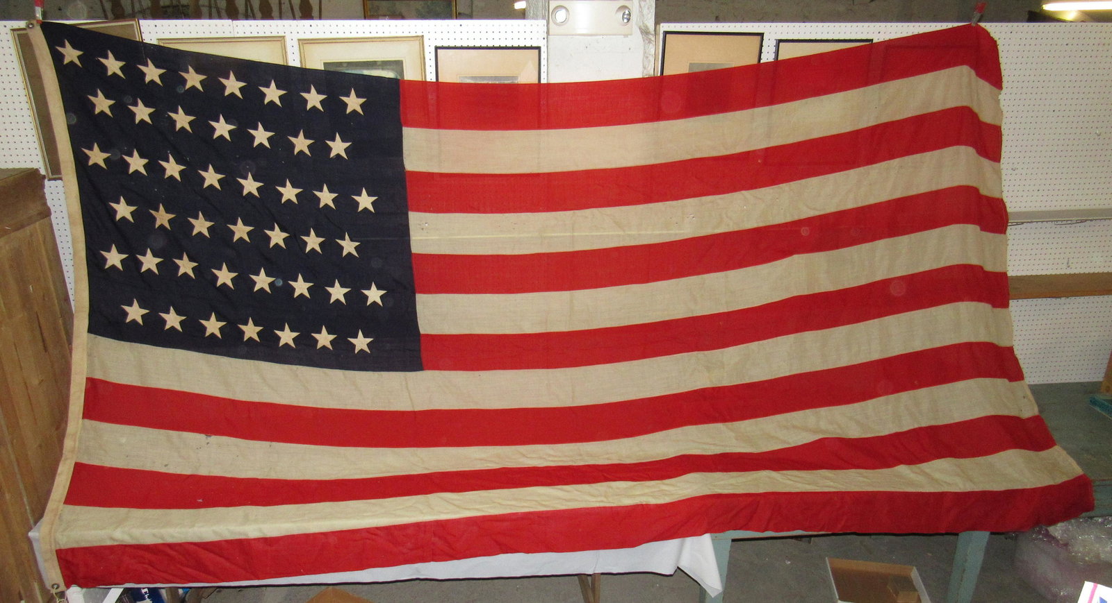 HUGE ANTIQUE 45 STAR AMERICAN FLAG: Approx 7'2" x 13'2" .