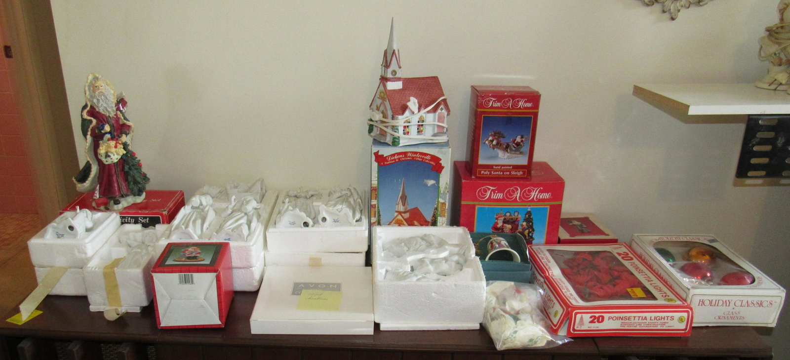 Christmas Nativity Figures Dickens Church: Also in lot is Lenox Bell.Getting all pictured
